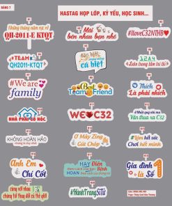 In Nhanh ,Hashtag Kỷ Yếu Họp Lớp, Học Sinh Tựu Trường Giá Rẻ 13 Hashtag cầm tay In Nhanh Bảo Thương